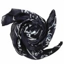 Cotton scarf - Pirate Skulls 02 black - white - squared...