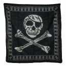 Baumwolltuch - Piraten Totenköpfe 02 schwarz - weiß - quadratisches Tuch