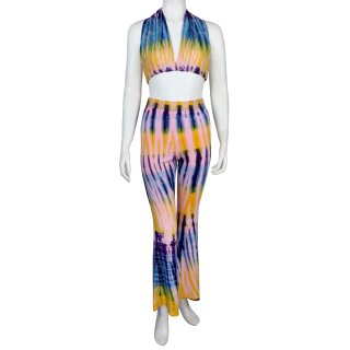 Bikini Top - Jerseyhose mit weitem Bein - einzel oder Set - Batik - Tie dye - pastellfarben