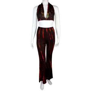 Bikini Top - Jerseyhose mit weitem Bein - einzel oder Set - Batik - Tie dye - rot braun