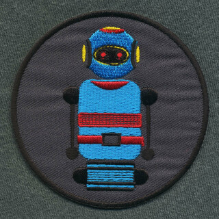 Aufnäher - Roboter - blau und grau 8 cm - Patch