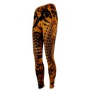 Leggings - batik - pattern Sun - M/L - black - orange-brown