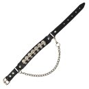 Leather boot chain - skulls - black