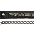 Leather boot chain - pyramid studs rectangular - black