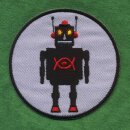 Aufnäher - Roboter - schwarz und hellgrau 8 cm - Patch