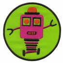 Aufnäher - Roboter - pink und grün 8 cm - Patch