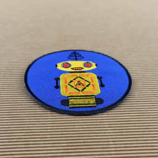 Aufnäher - Roboter - gelb und blau 8 cm - Patch
