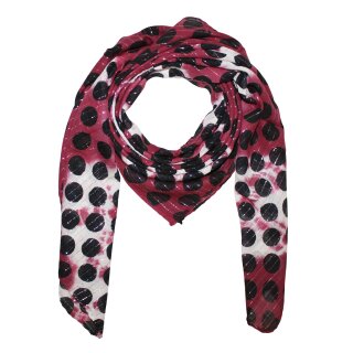 Cotton Scarf - Dots batik 2,5 cm black - red 1 - squared kerchief