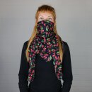 Cotton Scarf - Cherry Print - black - squared kerchief