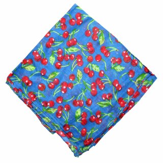 Baumwolltuch - Kirschen - blau - quadratisches Tuch