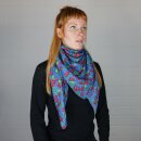Cotton Scarf - Cherry Print - blue - squared kerchief