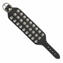 Leather-Bracelet with studs 3-row - black