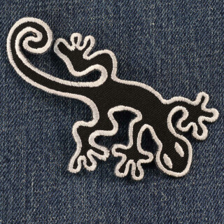 Aufnäher - Salamander - Gecko - schwarz-weiß - Patch