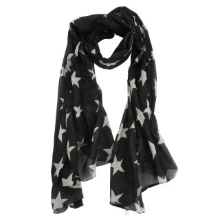 Cotton Scarf - Pareo - Sarong - Stars - black-grey