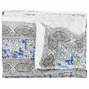 Cotton Scarf - Pareo - Sarong - Indian Pattern 01 - white-blue