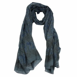Baumwolltuch - Pareo - Sarong - Indisches Muster 01 - grau-blau