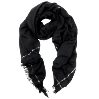 Scarf with fringes black mélange look 80x185cm glitter stripes scarf
