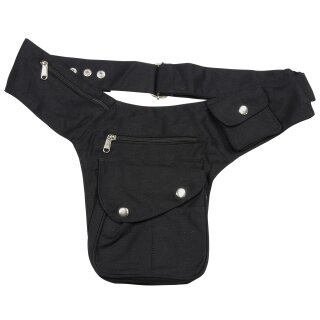 Premium Gürteltasche - Buddy - schwarz - silberfarben - Bauchtasche - Hüfttasche