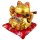 Glückskatze Maneki-neko Winkekatze Porzellan 21cm gold winkende Katze Lucky cat