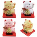 Glückskatze Mini Maneki-neko Medaille Solar 5cm Winkekatze Lucky cat