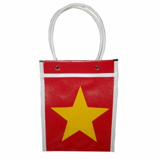 Tragetasche klein - Stern rot-gelb - Einkaufstasche aus Mexiko