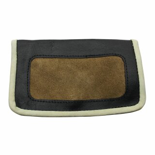 Tobacco pouch made of smooth leather - black-brown-beige - Tobacco bag