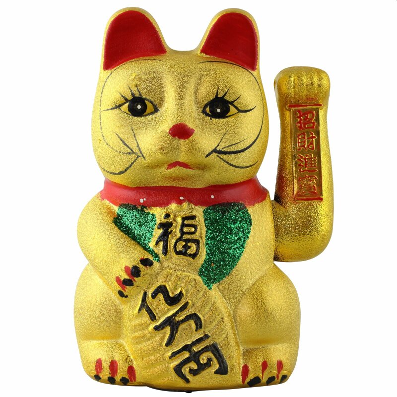 Lucky cat - Maneki Neko - Waving cat - solar - oval socket - 10 cm 