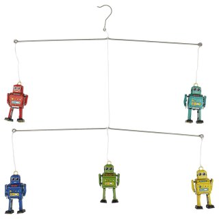 Blechspielzeug Mobile Mini Roboter Blechmobile Mini Bots Windspiel