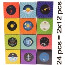 24x Tin toy roundabout with rocket tin spinning top