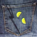 Aufnäher Wassermelone klein gelb 2er Set Patch