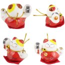 Keramik Kätzchen Kleine Glückskatzen weiß 5er Set Modell 8