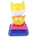 Armaturenbrett Wackelfigur Katze weiß gelb Kätzchen auf Kissen Solarfigur