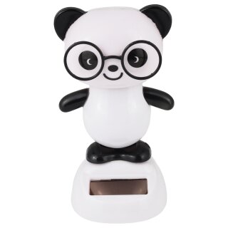Armaturenbrett Wackelfigur Panda weiß schwarz Bärchen mit Brille Solarfigur