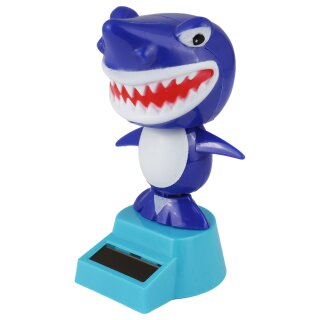 Armaturenbrett Wackelfigur Hai weiß blau Haifisch Raubtier Solarfigur
