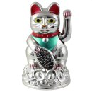 Glückskatze - Maneki-neko - Winkekatze - 11 cm - silber