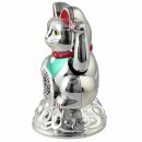 Lucky cat - Maneki Neko - Waving cat - 11 cm - silver