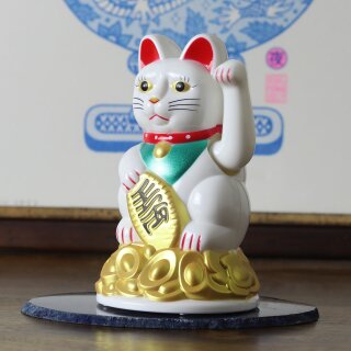Glückskatze - Maneki-neko - Winkekatze - 11 cm - weiß