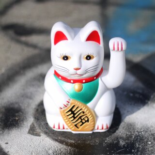 Glückskatze - Maneki-neko - Winkekatze - 13 cm - weiß