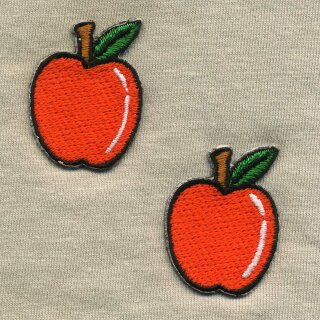 Aufnäher - Apfel - klein orange 2er Set - Patch