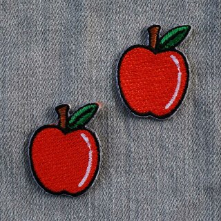 Aufnäher - Apfel - klein orange 2er Set - Patch