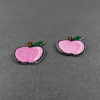 Aufnäher - Apfel - klein rosa 2er Set - Patch
