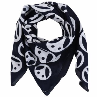 Cotton Scarf - abstract 23 - circles - navy blue - white - squared kerchief