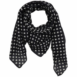 Cotton scarf - Stars 1,5 cm black - white - squared kerchief