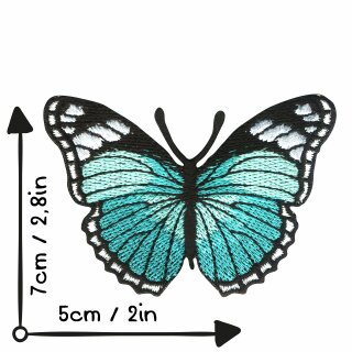 Aufnäher - Schmetterling - türkis-schwarz-weiß - Patch