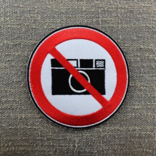 Aufnäher - Fotografieren verboten - schwarz, weiß, rot 8 cm - Patch