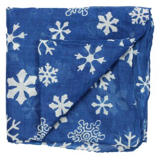 Baumwolltuch - Schneeflocken blau - weiß - quadratisches Tuch