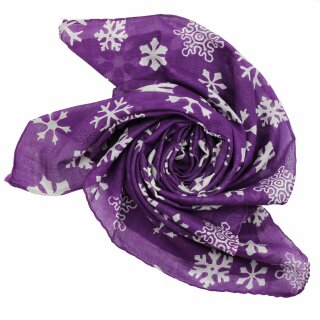 Baumwolltuch - Schneeflocken lila - weiß - quadratisches Tuch