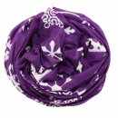 Cotton scarf - Snowflakes purple - white - squared kerchief