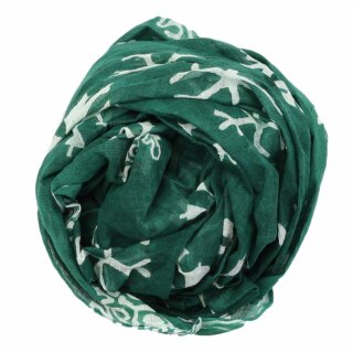 Baumwolltuch - Schneeflocken grün - weiß - quadratisches Tuch