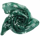 Cotton Scarf - Snowflakes green - white - squared kerchief
